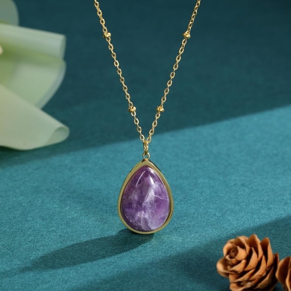 Hand Crafted Jewelry - 🆕New Healing Amethyst Crystal Teardrop Necklace